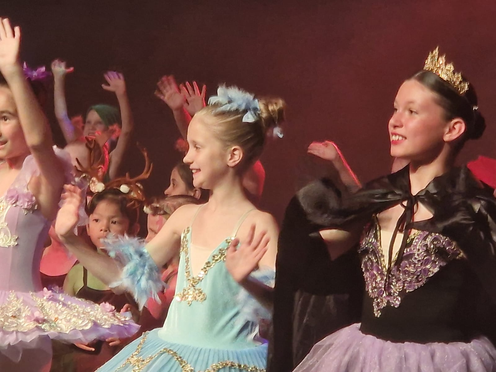 Students performing Snow White on stage